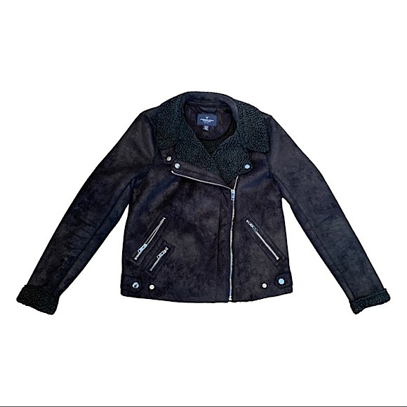 American Eagle Black Sherpa Lined Jacket Size: XS - Picture 2 of 7